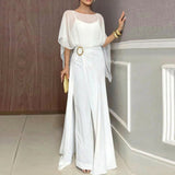 Hermine™ Jumpsuit-Set mit transparenter Überlage – Weiß
