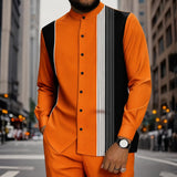 Mumbai™ Set mit Stehkragen und modernem Streifendetail – Orange