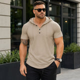 Austin™ T-Shirt mit Kapuze und Knopfleiste – Beige