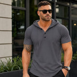 Austin™ T-Shirt mit Kapuze und Knopfleiste – Grau