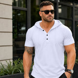 Austin™ T-Shirt mit Kapuze und Knopfleiste – Weiß