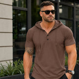 Austin™ T-Shirt mit Kapuze und Knopfleiste – Braun