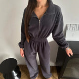Vancouver™ Sweat-Jumpsuit mit Stehkragen und definierter Taille – Grau