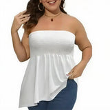Vellora™-Bluse im Trägerlosen Schnitt mit Fließender Passform – Weiß