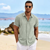 Arvian™-Hemd aus Baumwoll-Leinen im Lässig-Eleganten Stil – Hellgrün