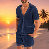 Cancún™ Set aus Lochstrick und lässigem Design – Dunkelblau