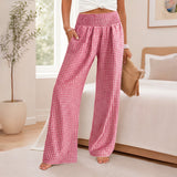 Sommer™ Hose aus Baumwoll-Leinen mit Karomuster – Rosa