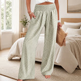 Sommer™ Hose aus Baumwoll-Leinen mit Karomuster – Olivgrün