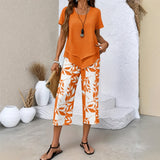 Nativ™ Set mit Lagenbluse und gemusterter Capri Hose – Orange