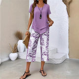 Nativ™ Set mit Lagenbluse und gemusterter Capri Hose – Hellviolett