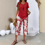 Nativ™ Set mit Lagenbluse und gemusterter Capri Hose – Rot