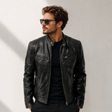Yakuza™ Jacke aus Premium Leder mit Minimalistischem, Zeitlosem Design – Schwarz
