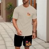 Bali™ Set Mit Exklusiven Prints und Modernem Stil – Beige mit schwarzen Shorts
