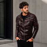 Vorreiter™ Premium Lederjacke mit Stehkragen – Bordeauxrot