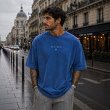 Blessed Motion™ Oversized T-Shirt Mit Verwaschenem Vintage-Finish – Blau