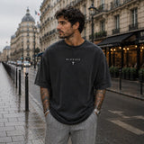 Blessed Motion™ Oversized T-Shirt Mit Verwaschenem Vintage-Finish – Schwarz