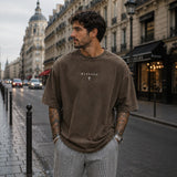 Blessed Motion™ Oversized T-Shirt Mit Verwaschenem Vintage-Finish – Braun