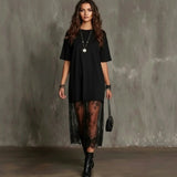 Lorient™ Maxikleid mit Transparentem Spitzenrock – Schwarz
