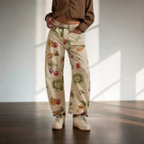 Alvida™ Hose mit Blumenmuster und weitem Fall – Beige