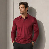 Salvatore™ Langarm-Poloshirt aus Premium-Atmungsaktivem Strick – Rot