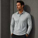 Salvatore™ Langarm-Poloshirt aus Premium-Atmungsaktivem Strick – Grau