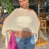 Melissa™ Poncho-Stil-Strickbluse aus Leichtem Strick – Khaki