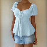 Fiorelle™ Bluse Mit Zartem Raffdetail und Leichtem Fall – Blau