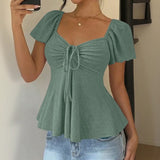 Fiorelle™ Bluse Mit Zartem Raffdetail und Leichtem Fall – Dunkelgrün