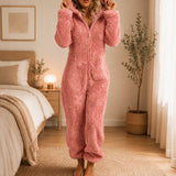 Mila™ Overall aus Kuschelplüsch mit Kapuze – Rosa