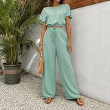 Juliette™ Premium-Viskose-Set mit Cropped-Bluse – Hellgrün