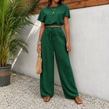 Juliette™ Premium-Viskose-Set mit Cropped-Bluse – Grün