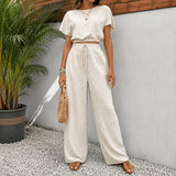 Juliette™ Premium-Viskose-Set mit Cropped-Bluse – Beige