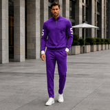 Alexander™ Set mit Stehkragen-Shirt mit Reißverschluss und Minimalistischer Hose – Lila