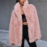 Courchevel™ Mantel aus Weichem Plüsch mit Markantem Kragen – Rosa