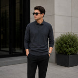 Lyon™ Premium-Strickpullover mit Integriertem Polokragen – Grau