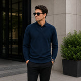 Lyon™ Premium-Strickpullover mit Integriertem Polokragen – Blau