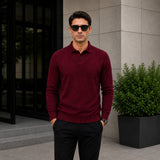 Lyon™ Premium-Strickpullover mit Integriertem Polokragen – Rot