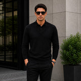Lyon™ Premium-Strickpullover mit Integriertem Polokragen – Schwarz