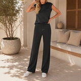 Bonnye™ Set Mit Ärmellosem Oberteil und Weiter Hose – Schwarz