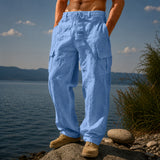 Nomade™ Cargo-Hose aus Baumwoll-Leinen – Blau