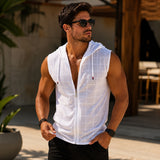 Carter™ Ärmelloses Shirt aus Atmungsaktivem Strick mit Kapuze und Reißverschluss – Weiß