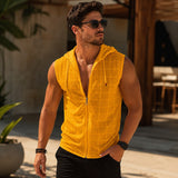 Carter™ Ärmelloses Shirt aus Atmungsaktivem Strick mit Kapuze und Reißverschluss – Gelb