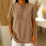 Jeansbluse Calenny™ Mit Gewaschener Optik und Lockerer Passform – Khaki