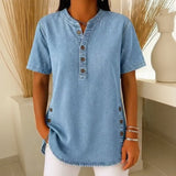 Jeansbluse Calenny™ Mit Gewaschener Optik und Lockerer Passform – Himmelblau