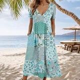 Kleid Zafrina™ Mit Mehrfarbigem Blumenmuster und Seitentaschen – Himmelblau