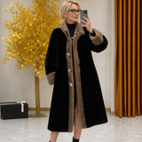 Saint Moritz™ Luxusmantel aus Samtimitat für Eleganten Winterkomfort – Schwarz