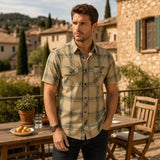 Trailmont™ Kariertes Hemd Mit Fronttaschen und Robuster Ausstrahlung – Khaki