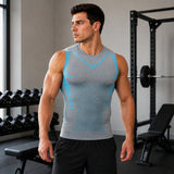 Spartan™ Formendes Tanktop mit atmungsaktiven Strickzonen und körpernahem Schnitt – Weiß / Grau