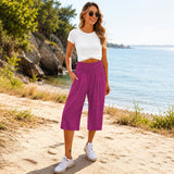 Rosetta™ Culotte aus Baumwoll-Leinen mit Elegantem Kräuselbund – Rosa