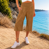 Rosetta™ Culotte aus Baumwoll-Leinen mit Elegantem Kräuselbund – Braun